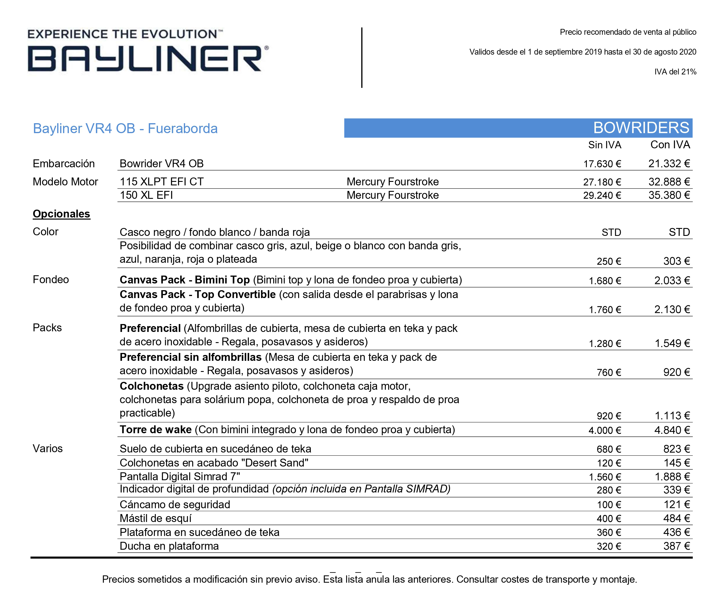 comprar barco vr4 fueraborda cunit Tarragona Barcelona Cataluña