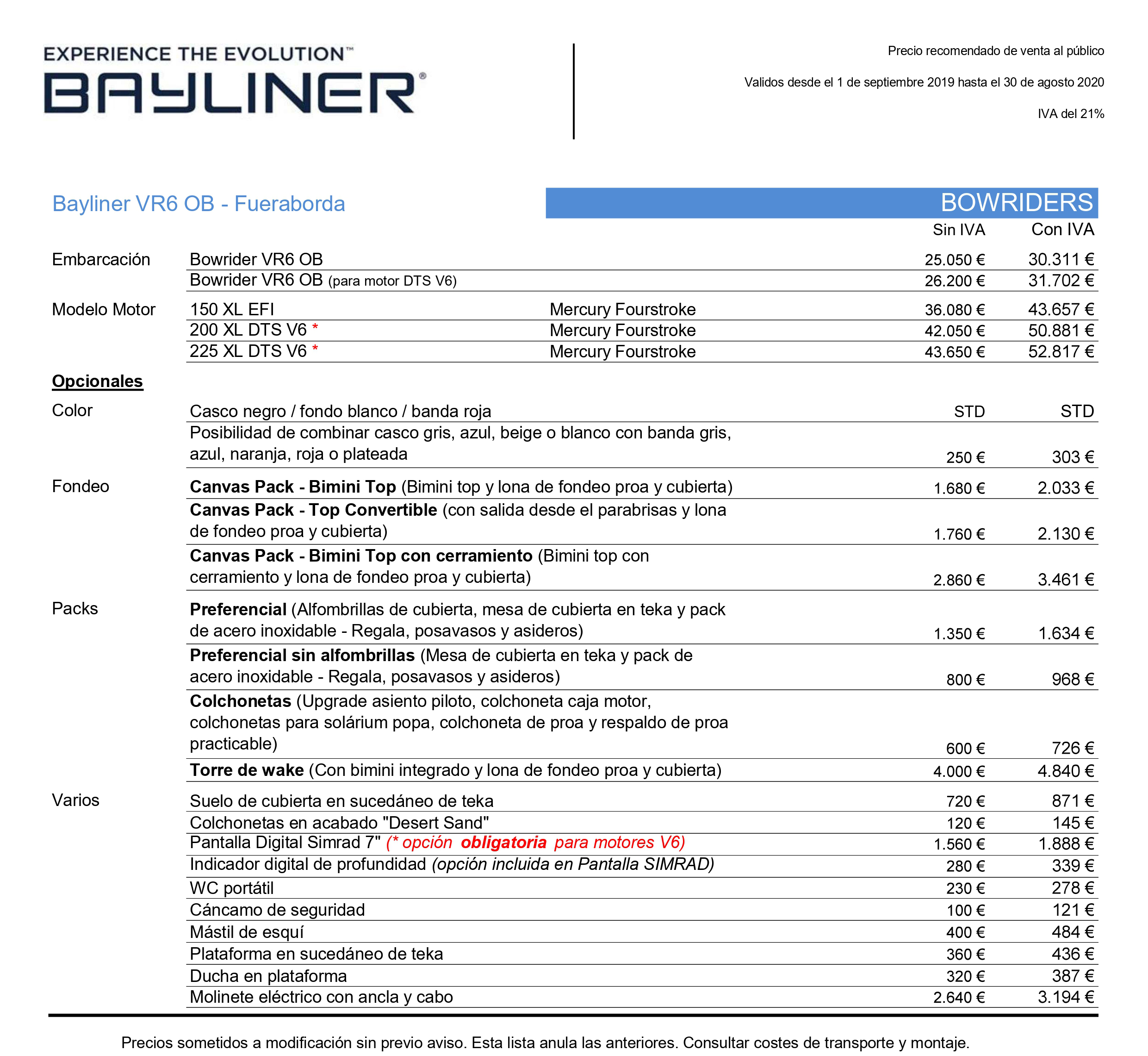 compra barco bowrider vr6 fuera borda cunit barcelona tarragona catalunya